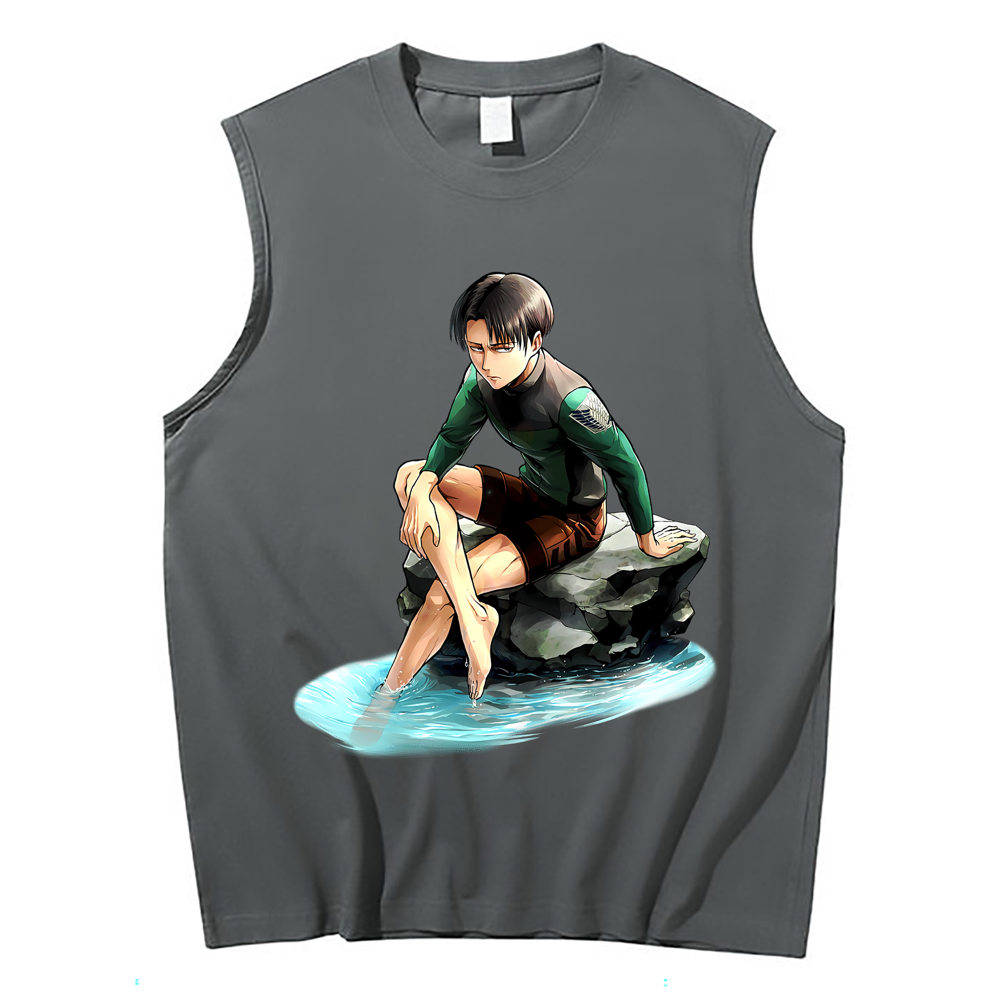 （画像用） 進撃の巨人 リヴァイ·アッカーマン Attack on Titan Levi Ackerman コットン100％タンクトップ（フロントプリント）